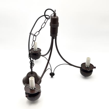 Brilagi - LED lustra ar ķēdi COTTAGE 3xE14/40W/230V buk/brūna/dūmota bēša