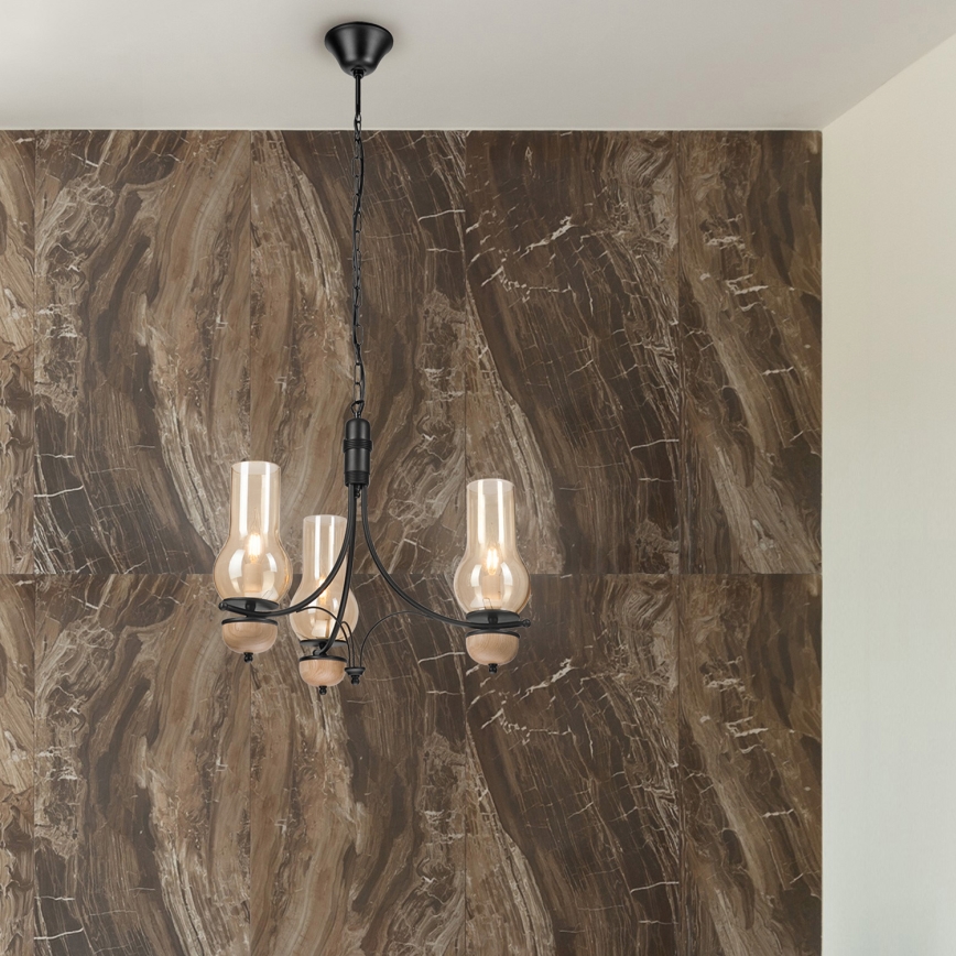 Brilagi - LED Lustra ar ķēdi COTTAGE 3xE14/40W/230V dižskābardis/brūna