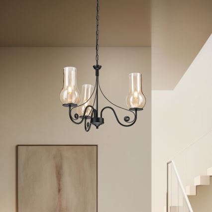 Brilagi - LED Lustra ar ķēdi COTTAGE 3xE14/40W/230V melna/brūna