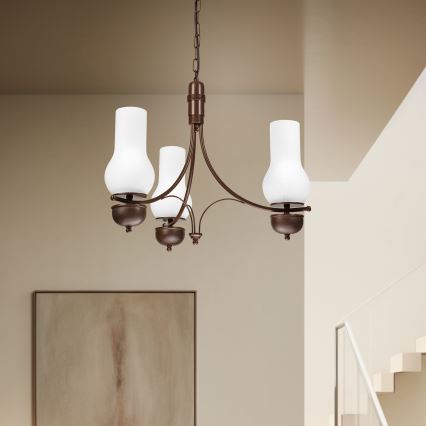 Brilagi - LED Lustra ar ķēdi COTTAGE 3xE14/40W/230V ozols/balta