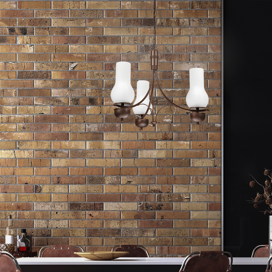 Brilagi - LED Lustra ar ķēdi COTTAGE 3xE14/40W/230V ozols/balta