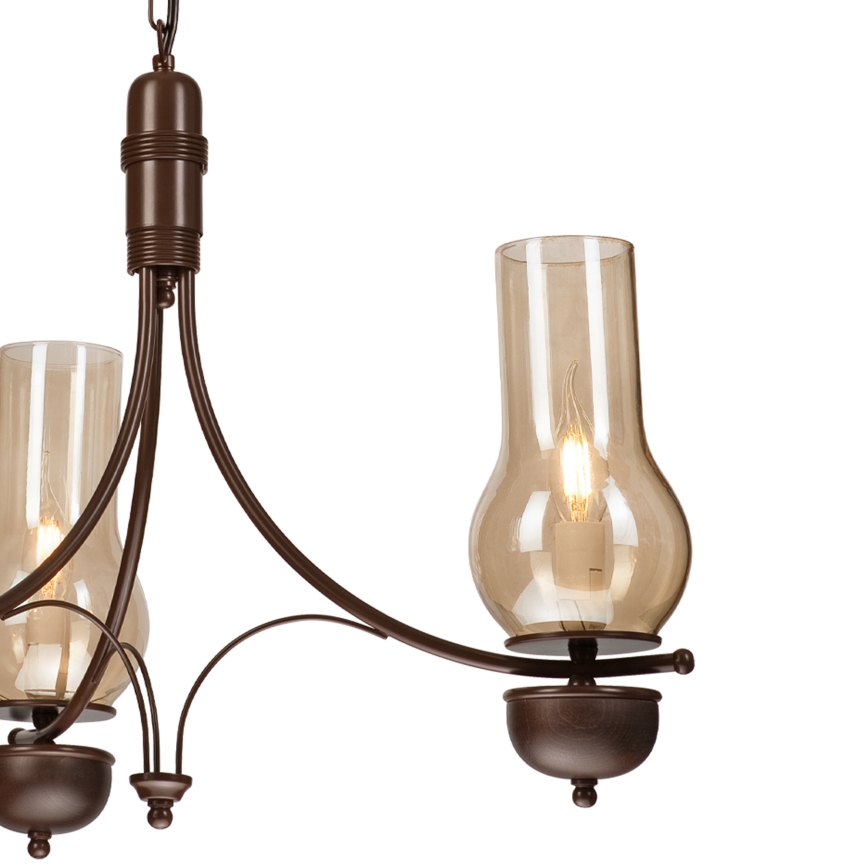 Brilagi - LED Lustra ar ķēdi COTTAGE 3xE14/40W/230V ozols/brūna
