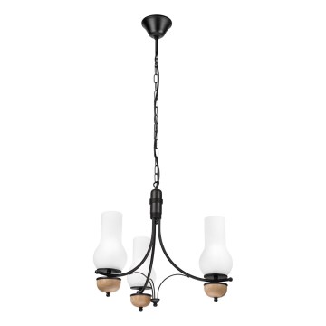 Brilagi - LED lustra ar ķēdi COTTAGE 3xE14/40W/230V ozols/melns/balts