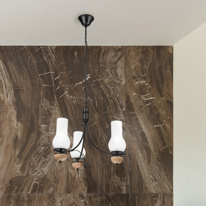 Brilagi - LED lustra ar ķēdi COTTAGE 3xE14/40W/230V ozols/melns/balts