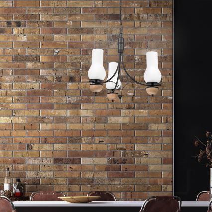 Brilagi - LED lustra ar ķēdi COTTAGE 3xE14/40W/230V ozols/melns/balts