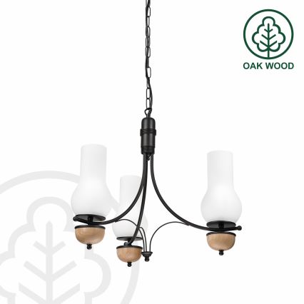 Brilagi - LED lustra ar ķēdi COTTAGE 3xE14/40W/230V ozols/melns/balts