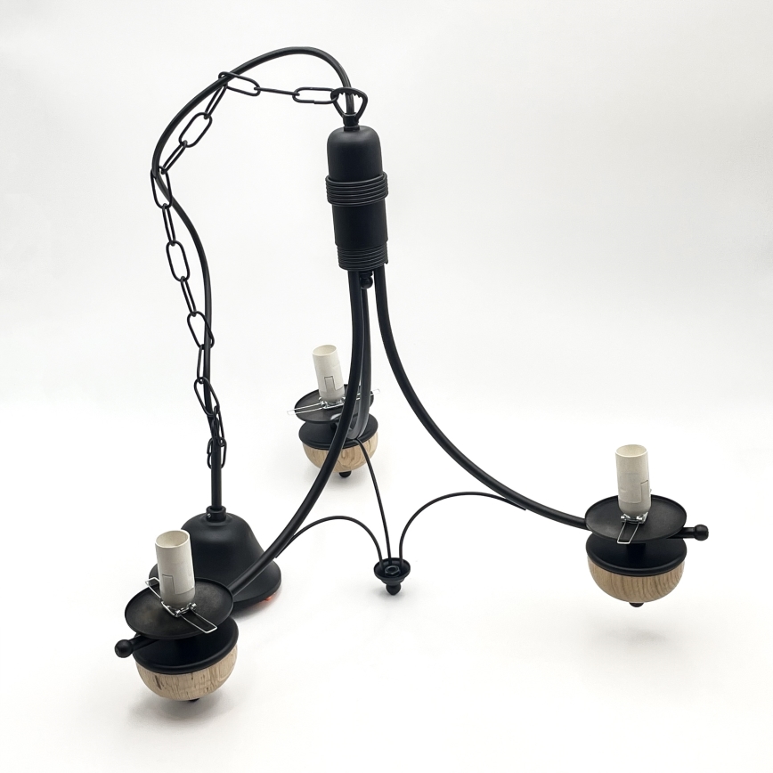 Brilagi - LED lustra ar ķēdi COTTAGE 3xE14/40W/230V ozols/melns/balts