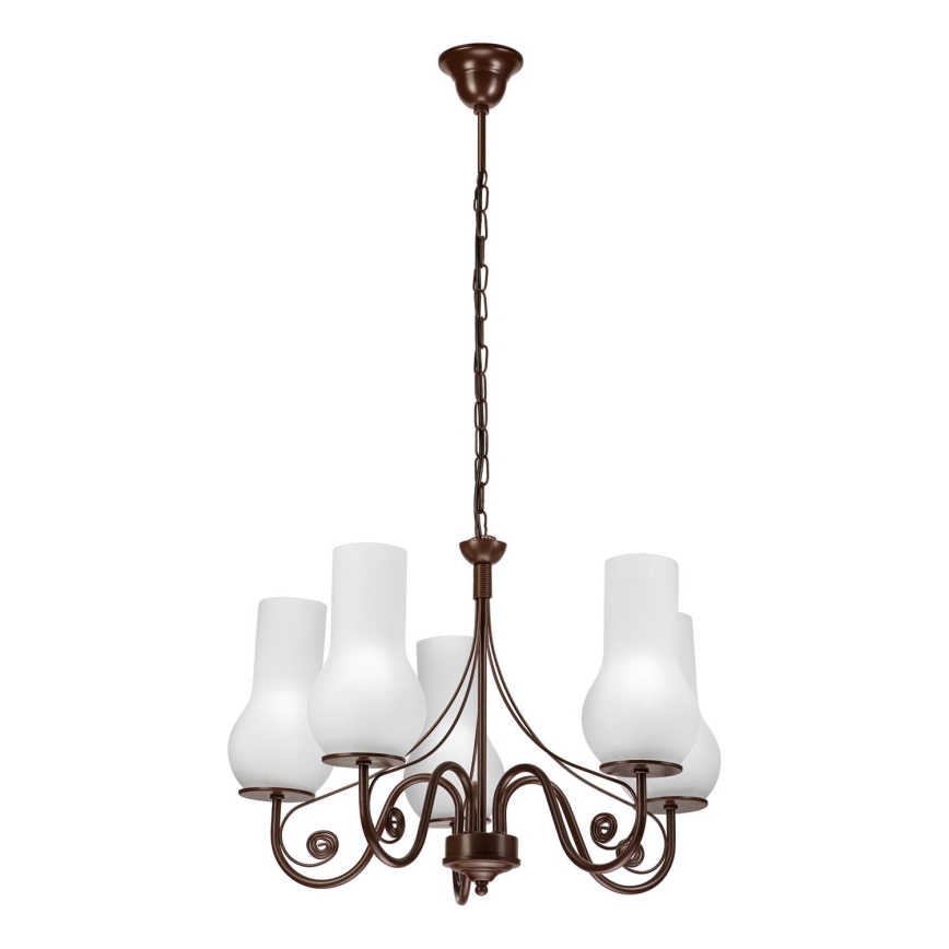 Brilagi - LED Lustra ar ķēdi COTTAGE 5xE14/40W/230V brūna/balta