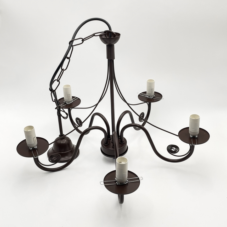 Brilagi - LED Lustra ar ķēdi COTTAGE 5xE14/40W/230V brūna/balta