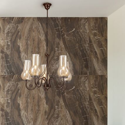 Brilagi - LED Lustra ar ķēdi COTTAGE 5xE14/40W/230V brūna