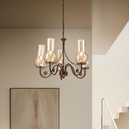 Brilagi - LED Lustra ar ķēdi COTTAGE 5xE14/40W/230V brūna