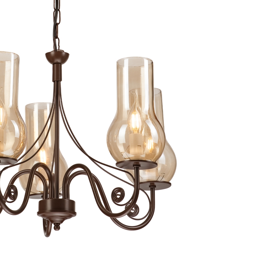 Brilagi - LED Lustra ar ķēdi COTTAGE 5xE14/40W/230V brūna