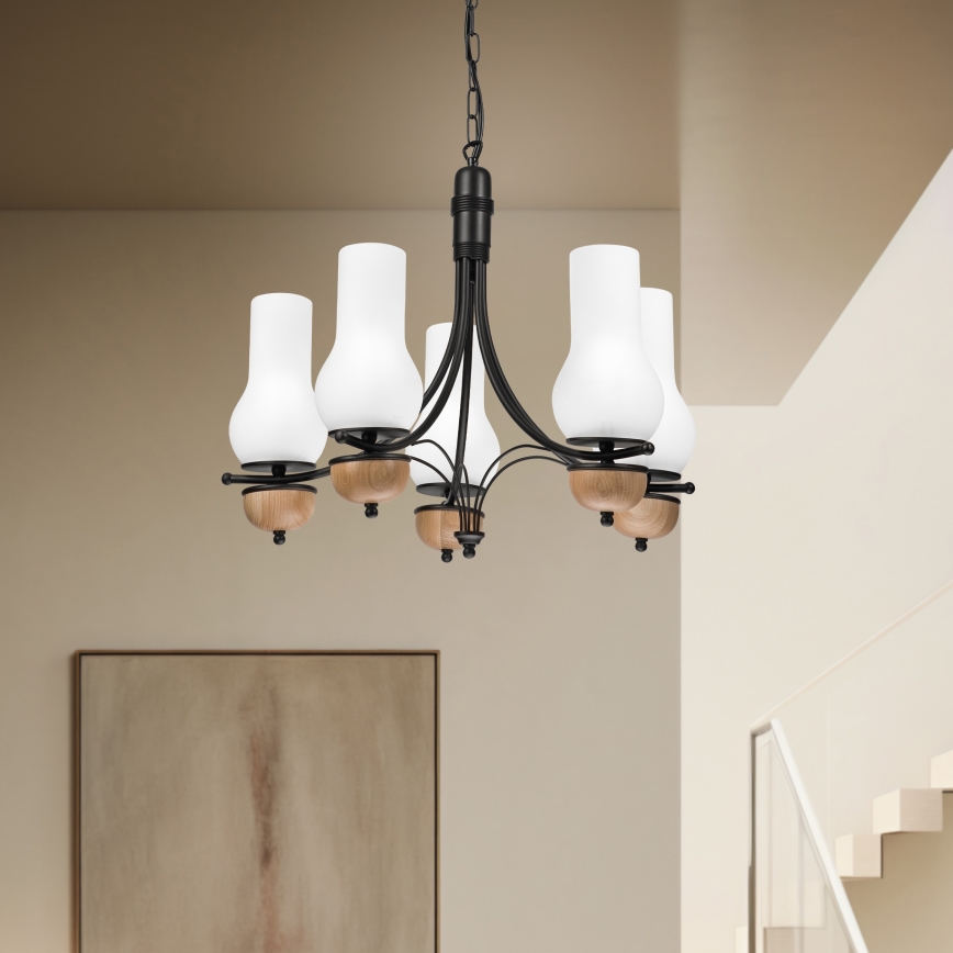 Brilagi - LED Lustra ar ķēdi COTTAGE 5xE14/40W/230V dižskābardis/balta