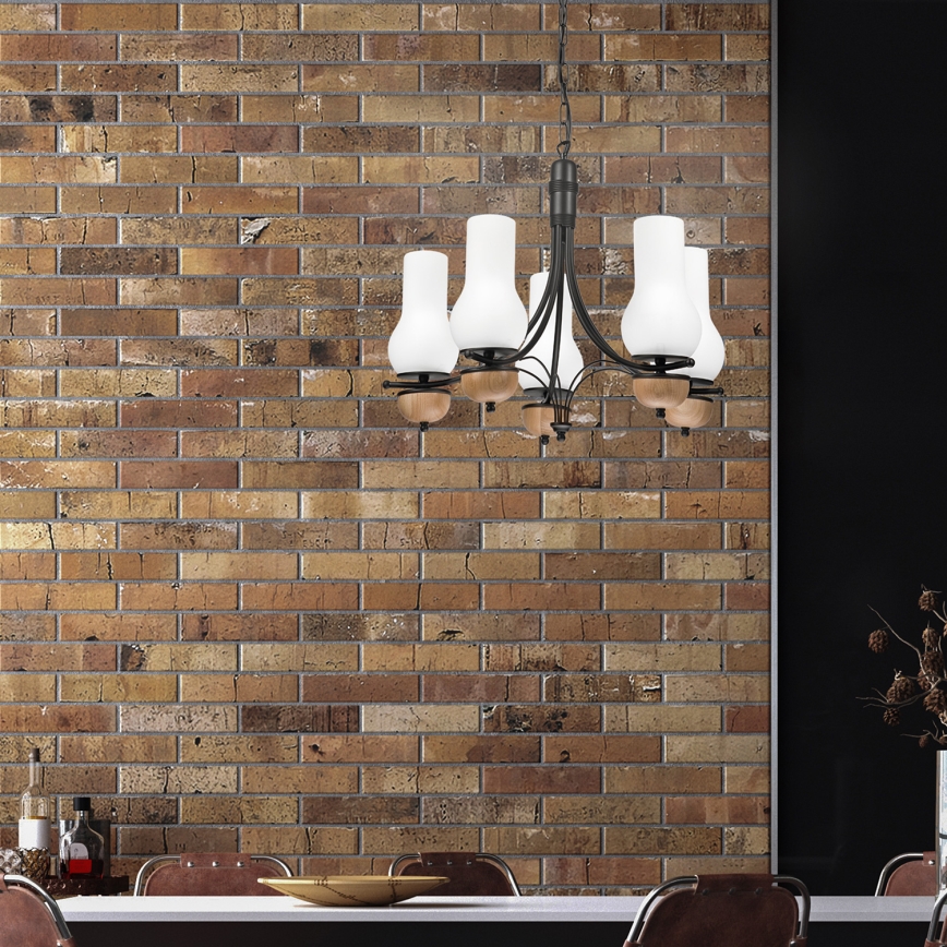 Brilagi - LED Lustra ar ķēdi COTTAGE 5xE14/40W/230V dižskābardis/balta