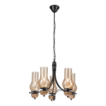 Brilagi - LED Lustra ar ķēdi COTTAGE 5xE14/40W/230V dižskābardis/brūna