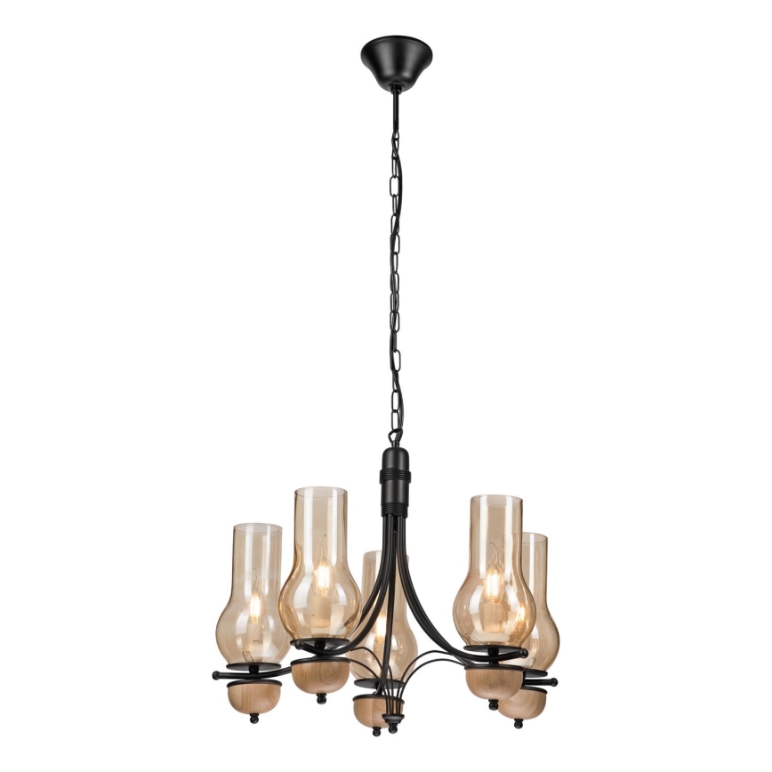Brilagi - LED Lustra ar ķēdi COTTAGE 5xE14/40W/230V dižskābardis/brūna