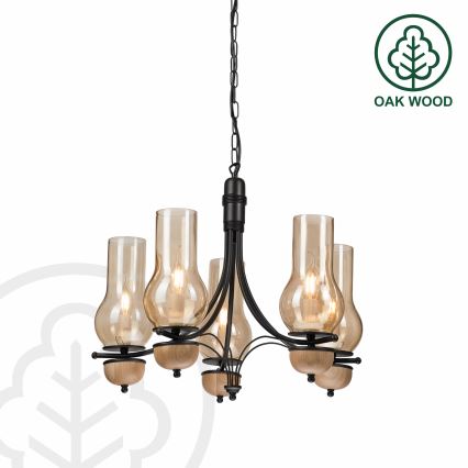 Brilagi - LED Lustra ar ķēdi COTTAGE 5xE14/40W/230V dižskābardis/brūna