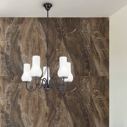 Brilagi - LED Lustra ar ķēdi COTTAGE 5xE14/40W/230V melna/balta