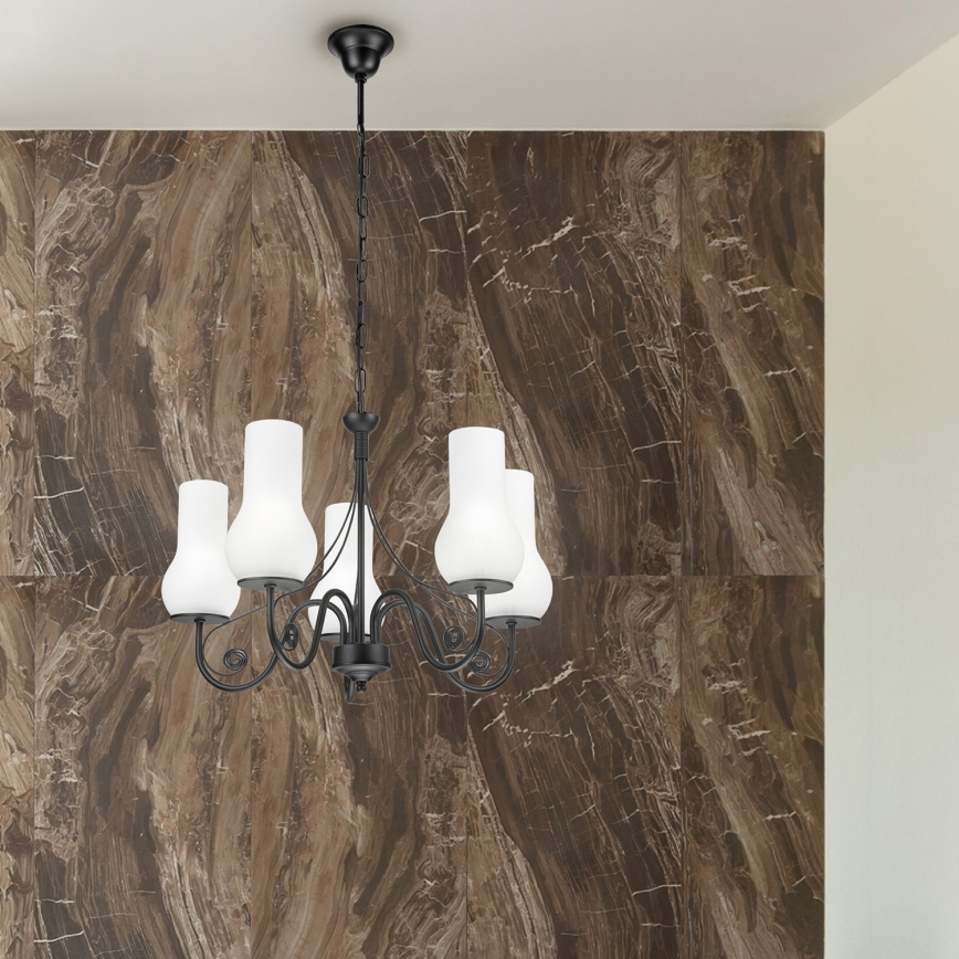 Brilagi - LED Lustra ar ķēdi COTTAGE 5xE14/40W/230V melna/balta