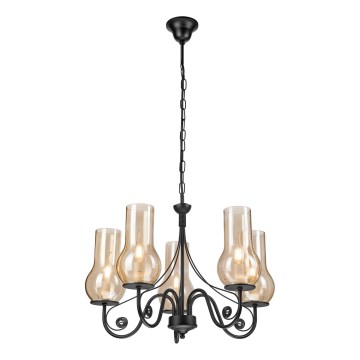 Brilagi - LED Lustra ar ķēdi COTTAGE 5xE14/40W/230V melna/brūna