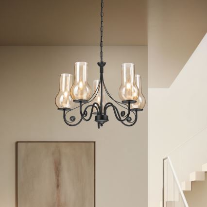 Brilagi - LED Lustra ar ķēdi COTTAGE 5xE14/40W/230V melna/brūna