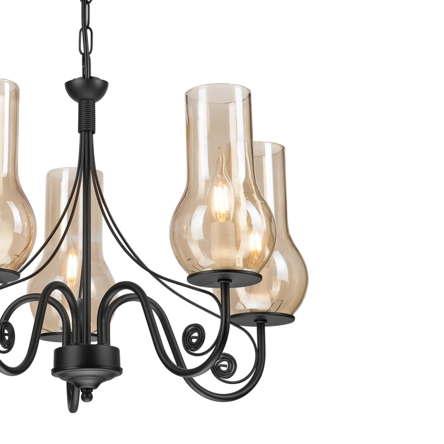 Brilagi - LED Lustra ar ķēdi COTTAGE 5xE14/40W/230V melna/brūna