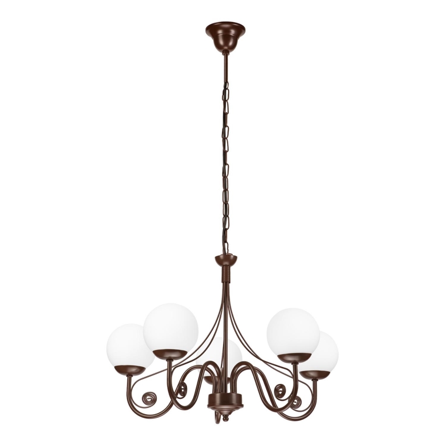Brilagi - LED Lustra ar ķēdi COTTAGE 5xG9/40W/230V brūna/balta