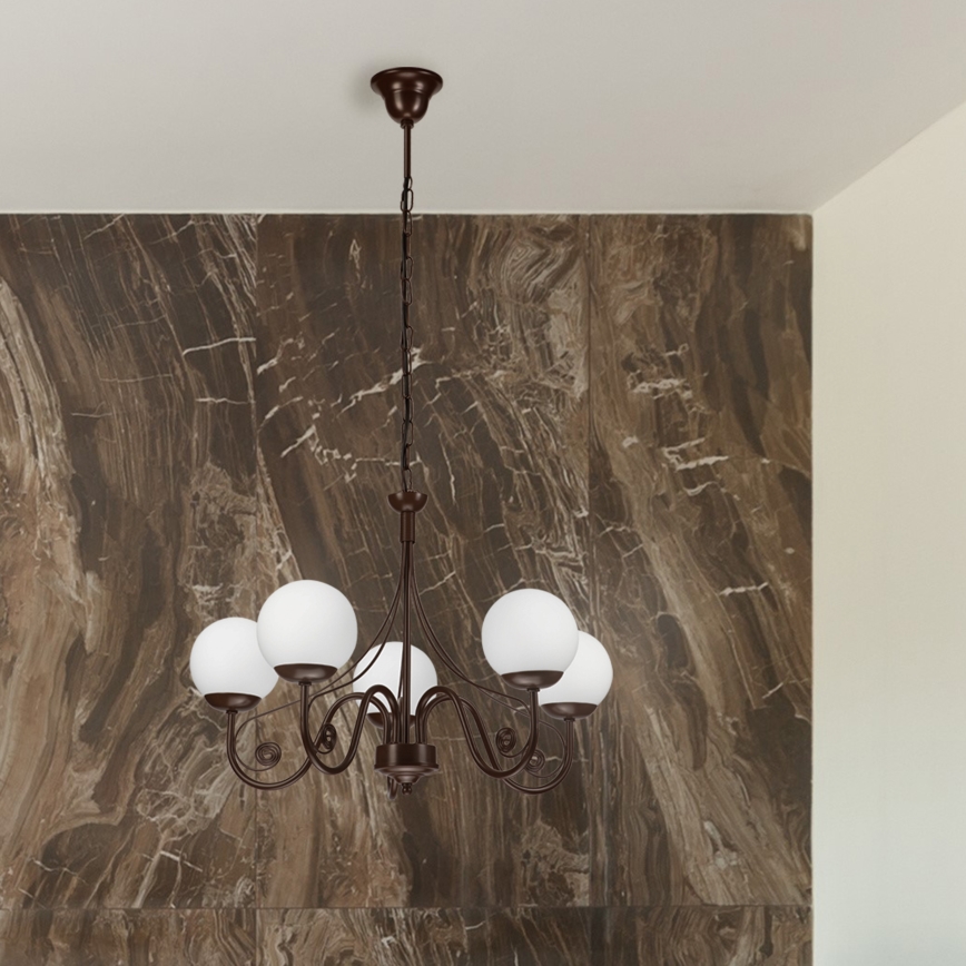 Brilagi - LED Lustra ar ķēdi COTTAGE 5xG9/40W/230V brūna/balta