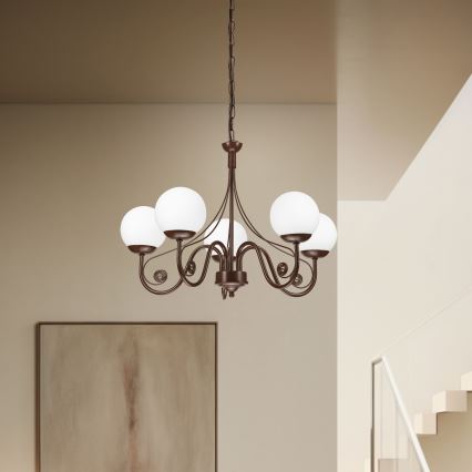 Brilagi - LED Lustra ar ķēdi COTTAGE 5xG9/40W/230V brūna/balta