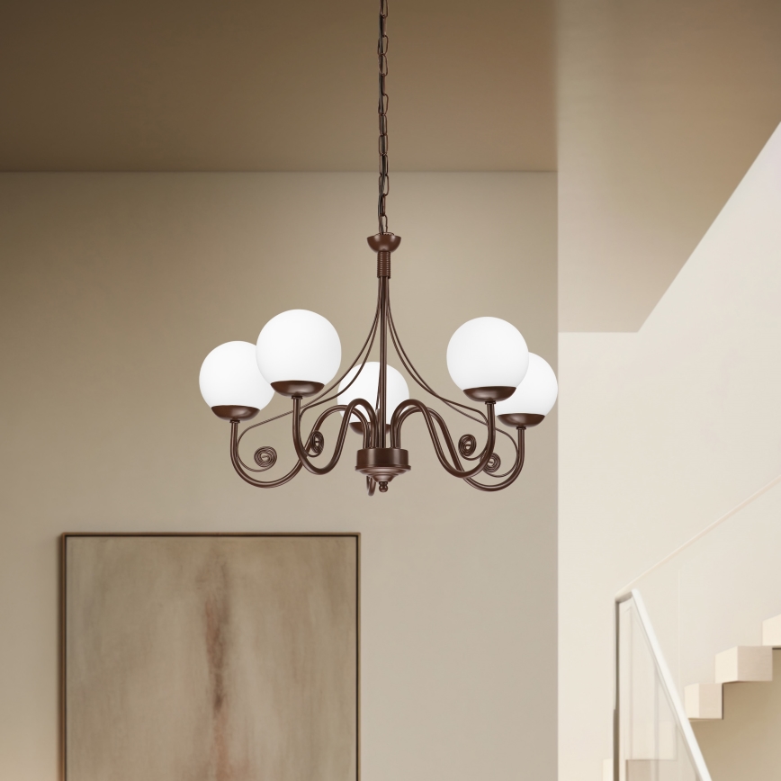 Brilagi - LED Lustra ar ķēdi COTTAGE 5xG9/40W/230V brūna/balta