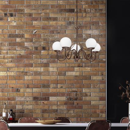 Brilagi - LED Lustra ar ķēdi COTTAGE 5xG9/40W/230V brūna/balta