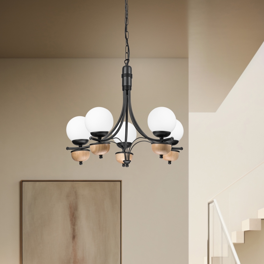 Brilagi - LED Lustra ar ķēdi COTTAGE 5xG9/40W/230V dižskābardis/balta