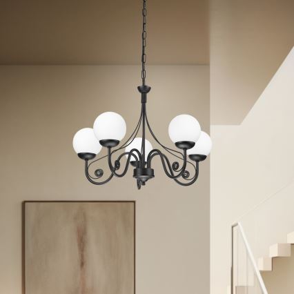 Brilagi - LED Lustra ar ķēdi COTTAGE 5xG9/40W/230V melna/balta