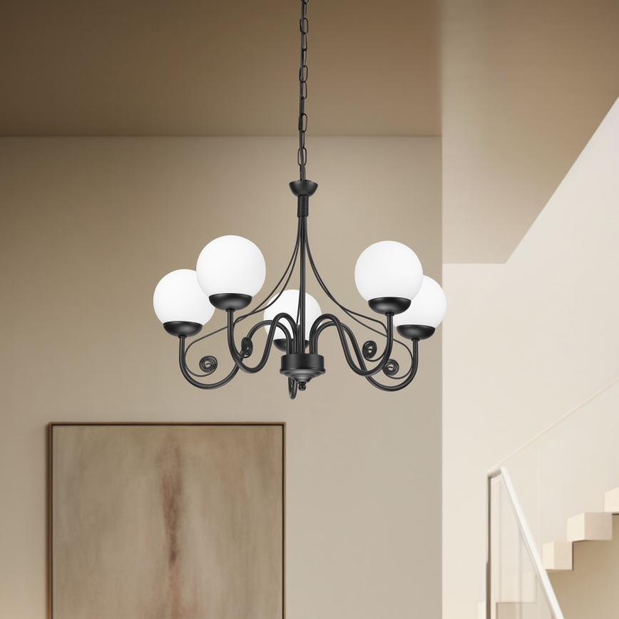 Brilagi - LED Lustra ar ķēdi COTTAGE 5xG9/40W/230V melna/balta
