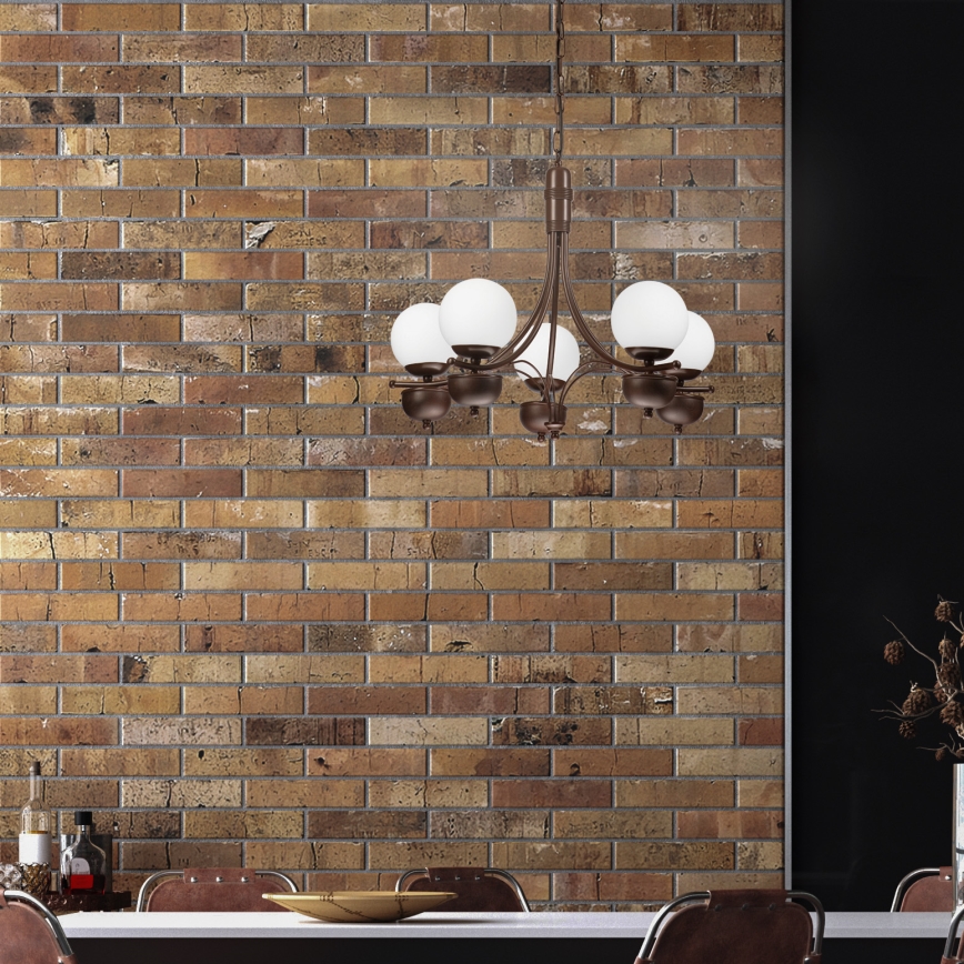 Brilagi - LED Lustra ar ķēdi COTTAGE 5xG9/40W/230V ozols/balta