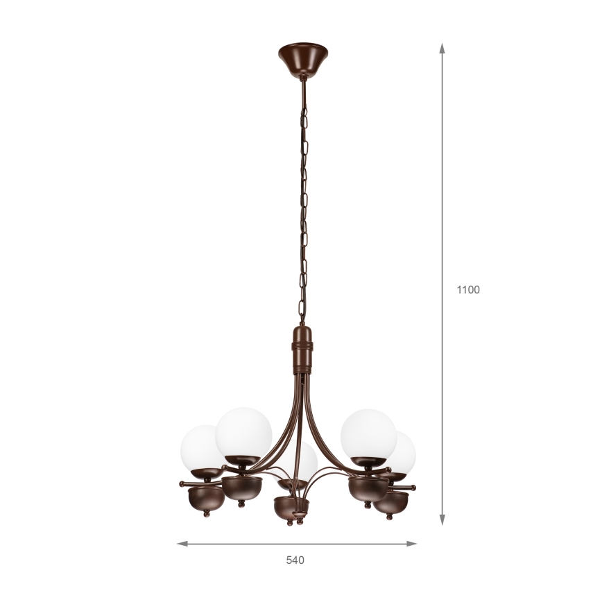 Brilagi - LED Lustra ar ķēdi COTTAGE 5xG9/40W/230V ozols/balta