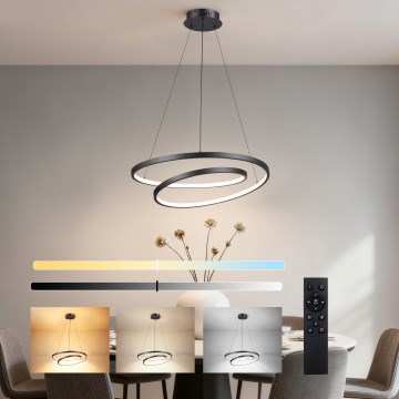 Brilagi - LED lustra ar regulējamu spilgtumu uz troses TWISTER LED/48W/230V 3000-6000K diametrs 50 cm melna + ar tālvadības pulti