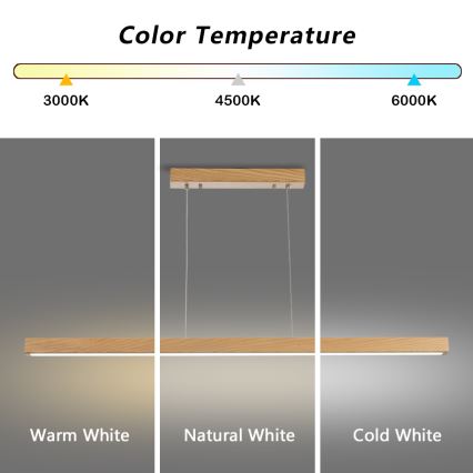 Brilagi - LED lustra ar vadu OAK LED/30W/230V 3000/4500/6000K ozols