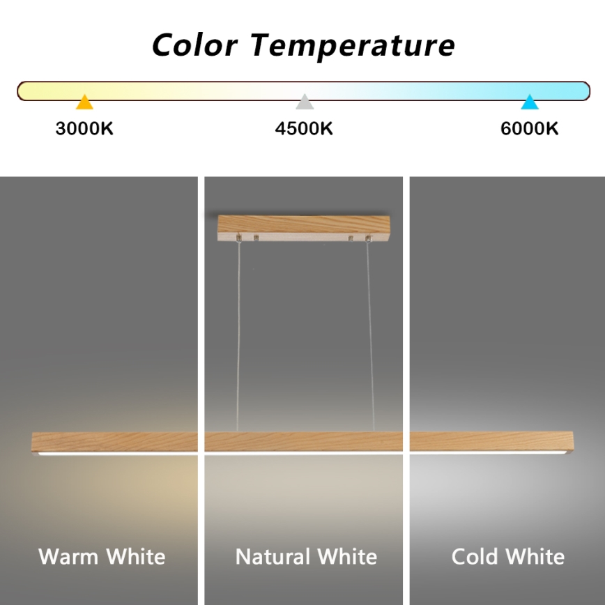 Brilagi - LED lustra ar vadu OAK LED/30W/230V 3000/4500/6000K ozols