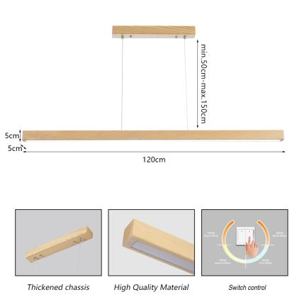 Brilagi - LED lustra ar vadu OAK LED/30W/230V 3000/4500/6000K ozols