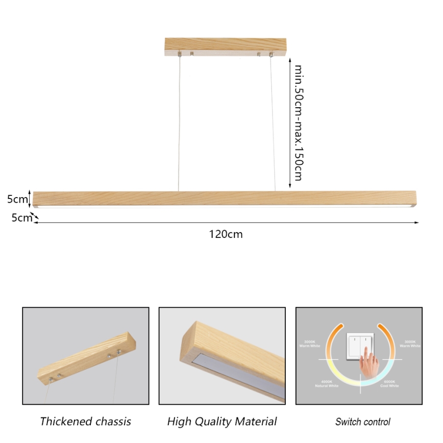 Brilagi - LED lustra ar vadu OAK LED/30W/230V 3000/4500/6000K ozols