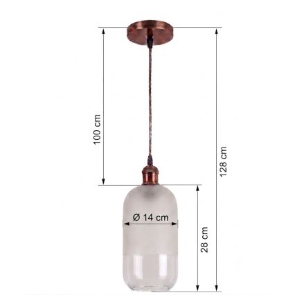BRILAGI - LED lustra ar vadu RETRO GLASS 1xE27/60W/230V Ø 14 cm miedzaina/balta