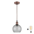 BRILAGI - LED lustra ar vadu RETRO GLASS 1xE27/60W/230V Ø 18 cm vara/dūmakaini pelēka