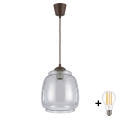 BRILAGI - LED lustra ar vadu RETRO GLASS 1xE27/60W/230V Ø 26 cm brūna/dūmakaini pelēka