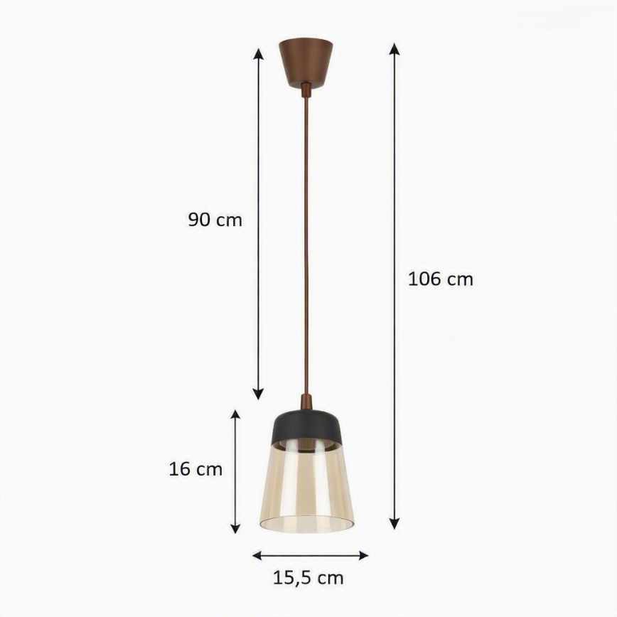 BRILAGI - LED karājlampa uz troses RETRO GLASS 1xE27/60W/230V Ø 15,5 cm brūna/dūmakaina bēša/melna