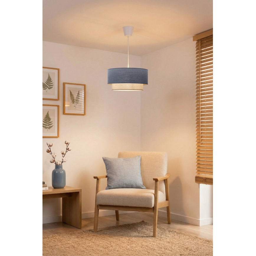 Brilagi – LED lustra uz kabeļa BOHO ECO 1xE27/10W/230V Ø 40 cm, zila/krēmkrāsaina