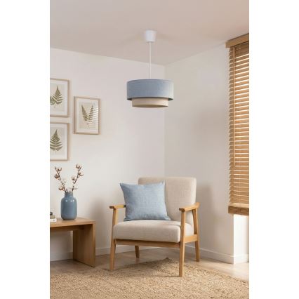 Brilagi – LED lustra uz kabeļa BOHO ECO 1xE27/10W/230V Ø 40 cm, zila/krēmkrāsaina
