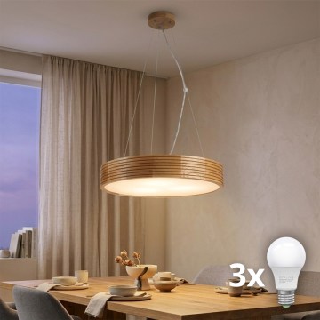 Brilagi - LED lustra uz kabeļa CARVALHO MODERN 3xE27/60W/230V, ozols, Ø 47,5 cm