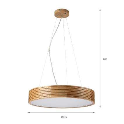 Brilagi - LED lustra uz kabeļa CARVALHO MODERN 3xE27/60W/230V, ozols, Ø 47,5 cm