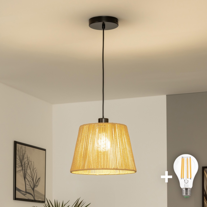 Brilagi - LED lustra uz kabeļa CERIA BOHO 1xE27/40W/230V Ø 28 cm brūna
